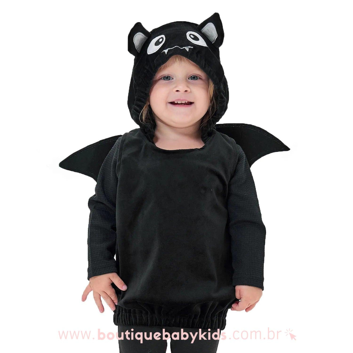 Primeiro traje de halloween do bebê preto morcego macacão infantil