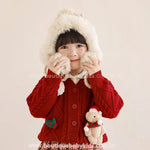 Cardigan Infantil Tricot Natalino Vermelho com Apliques - Boutique Baby Kids