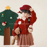 Cardigan Infantil Tricot Natalino Vermelho com Apliques - Boutique Baby Kids