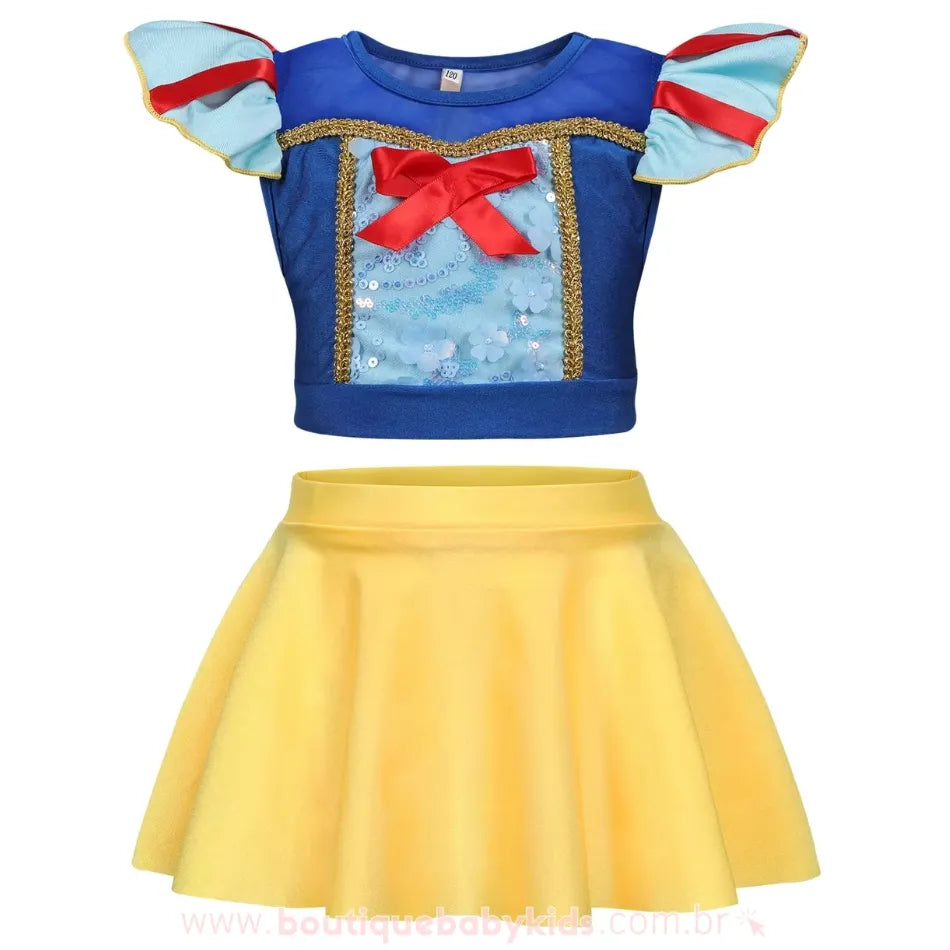 Biquíni Infantil Princesa Branca de Neve com saia Embutida - Boutique Baby Kids