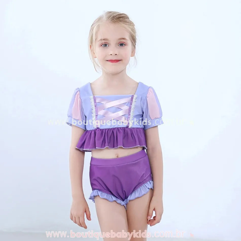 Biquíni Infantil Disney Princesa Rapunzel Lilás - Boutique Baby Kids