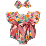 Body Bebê Estampa Tulipas com Faixa - Boutique Baby Kids