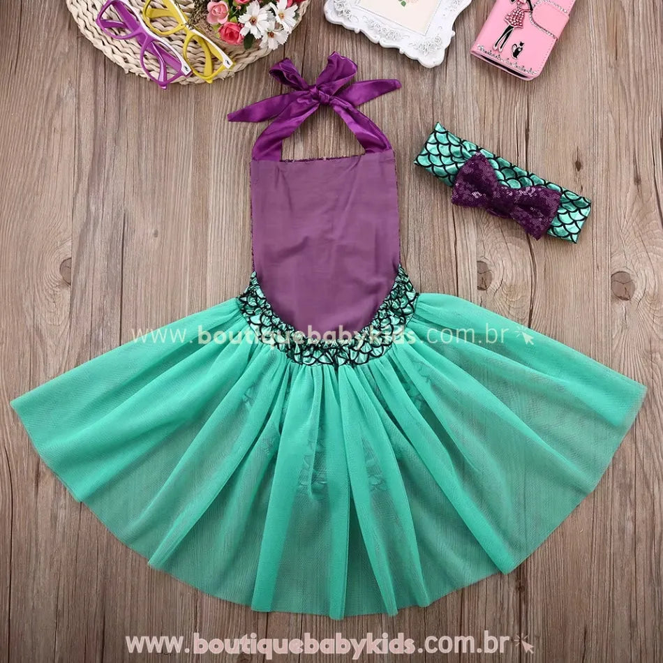 Body Bebê Fantasia Pequena Sereia com Faixa