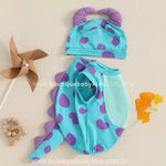 Body Bebê Fantasia Sulley Sullivan Monstros S.A com Touca - Boutique Baby Kids