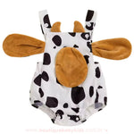 Body Bebê Jardineira Temática Fantasia Vaquinha Orelhuda - Boutique Baby Kids