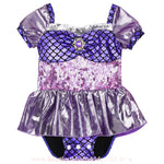 Body Temático Pequena Sereia com Paetês Roxo e Lilás - Boutique Baby Kids 