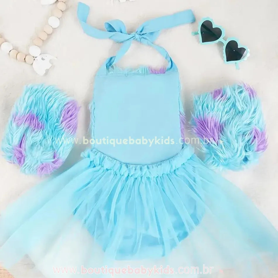Body Bebê Fantasia Sullivan Monstros S.A com Tule