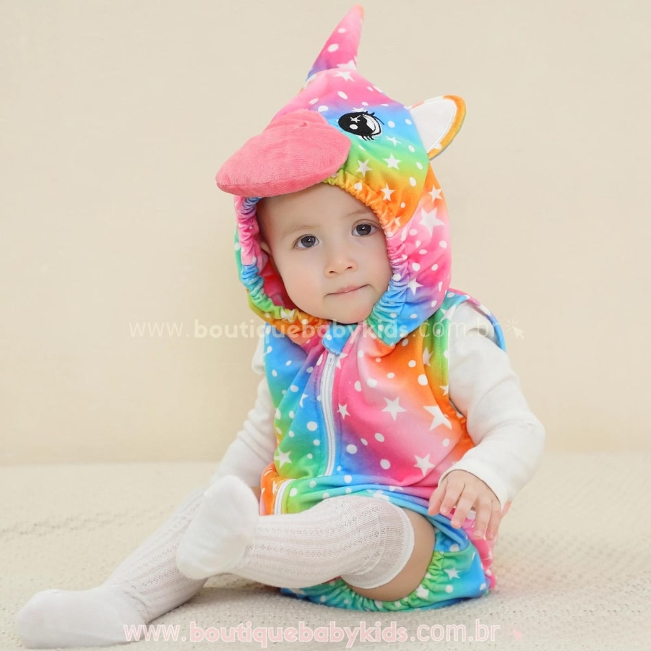 Body Bebê Fantasia Bichinho Unicórnio Colorido - Boutique Baby Kids