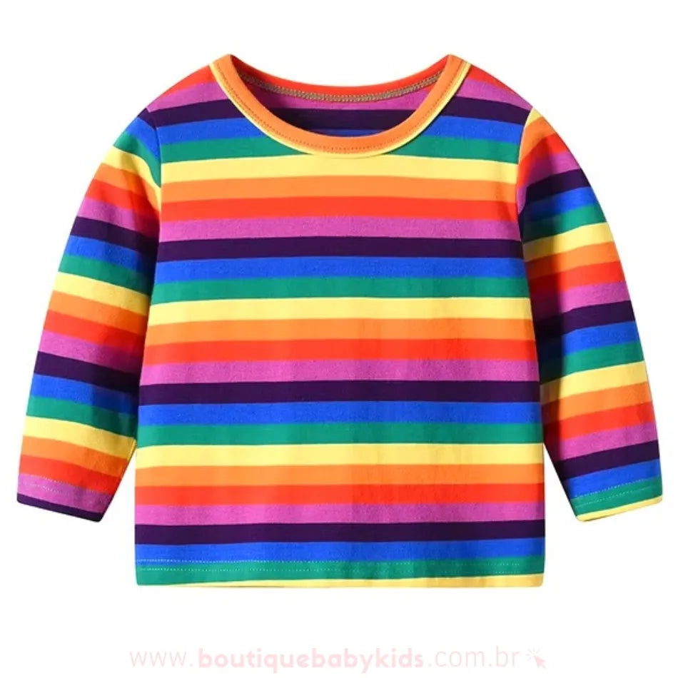Camiseta Bebê Listrada Colorida Manga Longa - Boutique Baby Kids