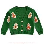 Cardigan Infantil Tricot Natalino Biscoito de Gengibre Verde - Boutique Baby Kids