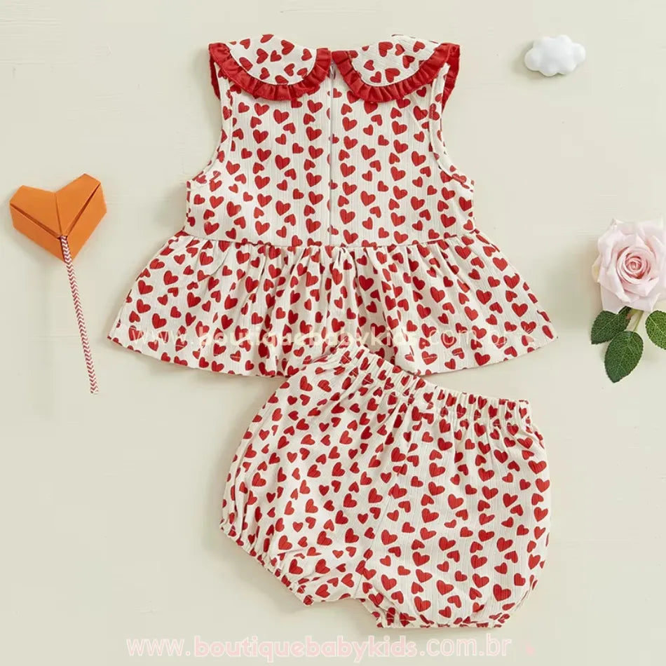 Conjunto Bebê Estampa Corações Charmosos