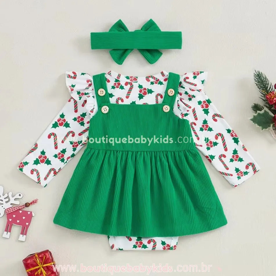 Conjunto Bebê Natalino Árvore de Natal com Faixa - Boutique Baby Kids