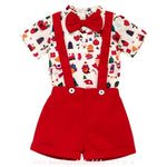 Conjunto Bebê Natal Body e Short com Suspensório Vermelho - Boutique Baby Kids 