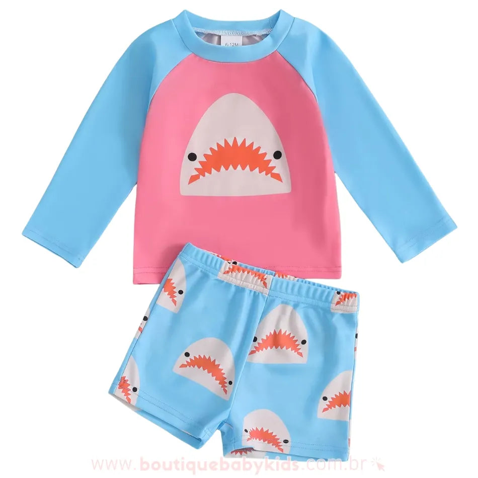 Conjunto de Praia Infantil Mergulho do Tubarão Azul - Boutique Baby Kids