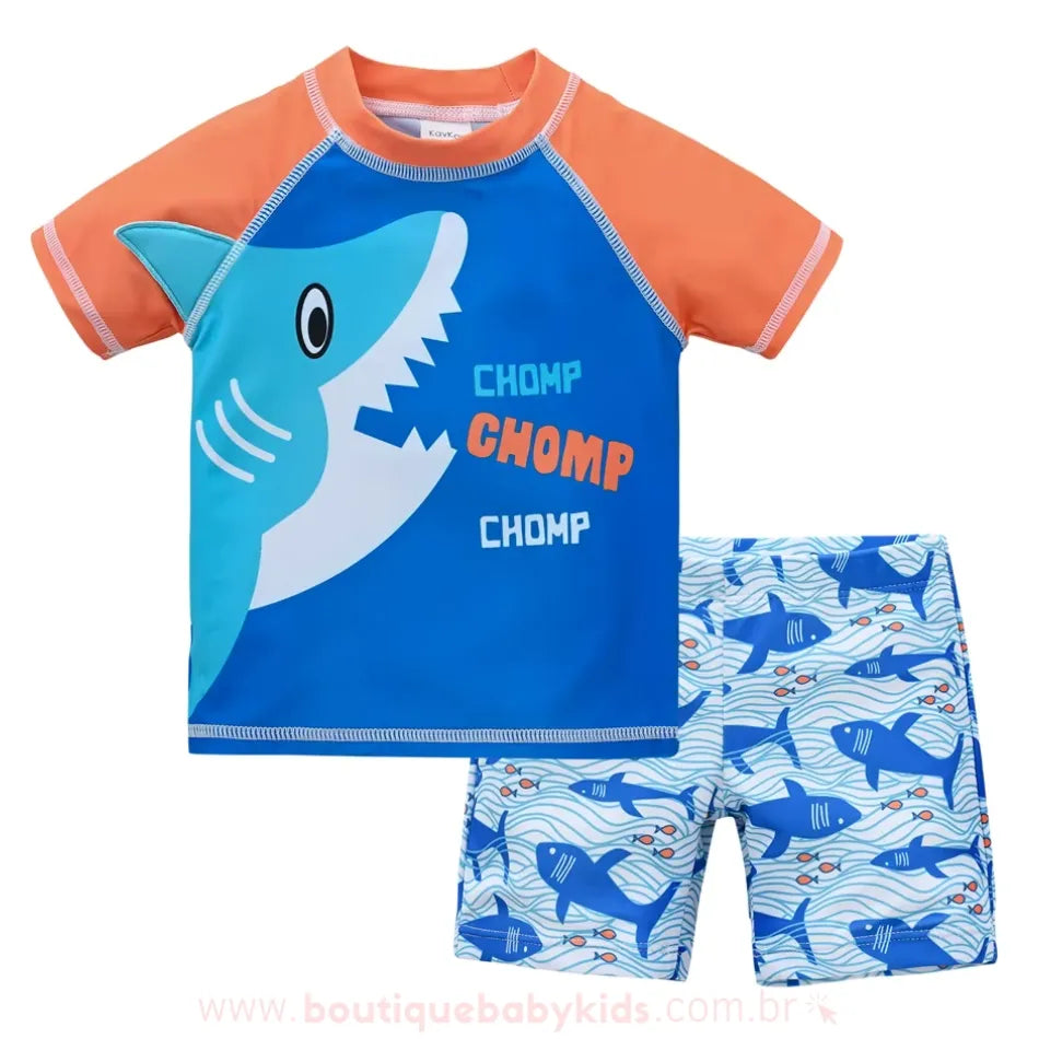 Conjunto de Praia Infantil Tubarão Chomp - Boutique Baby Kids