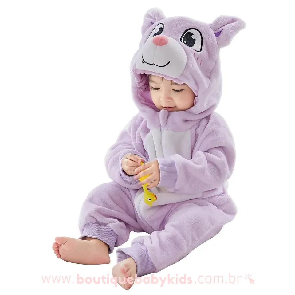 Macacão Bebê Fantasia Bichinho Morceguinho Lilás - Boutique Baby Kids