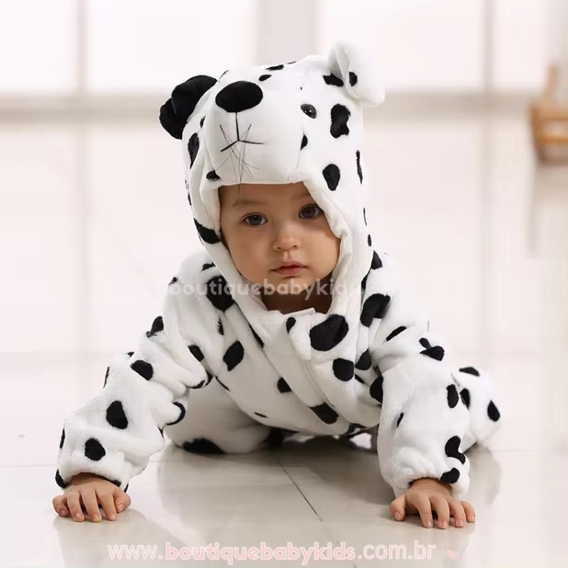 Macacão Bebê Fantasia Bichinho Cachorro Dálmata - Boutique Baby Kids