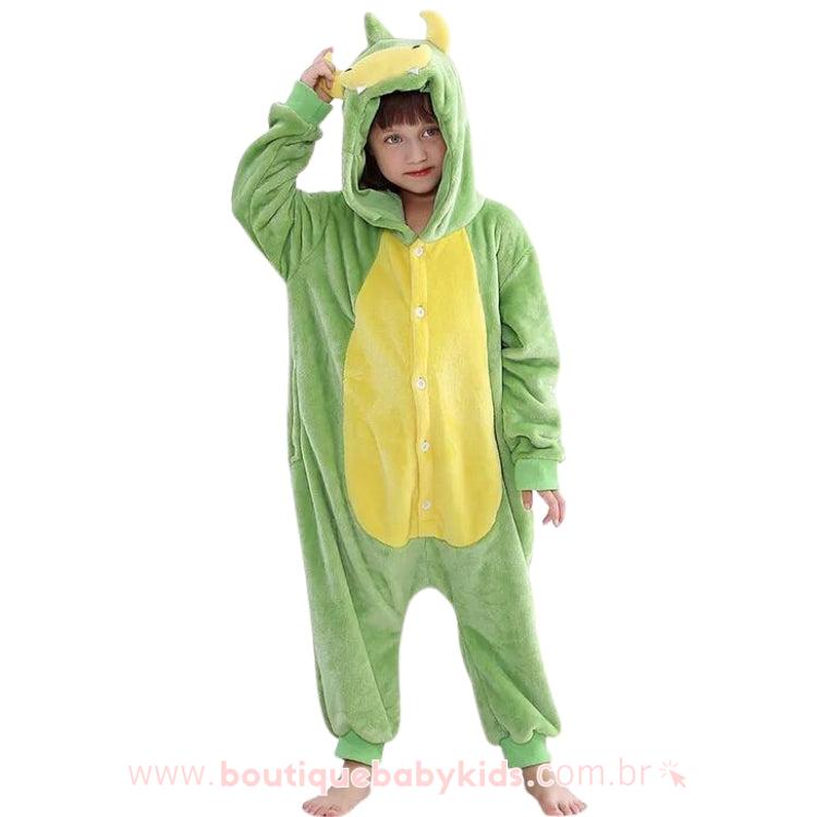 Macacão Infantil Fantasia Dinossauro Verde - Boutique Baby Kids