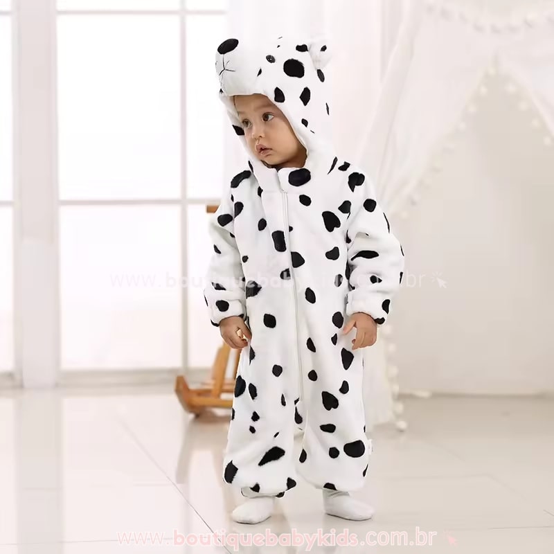 Macacão Bebê Fantasia Bichinho Cachorro Dálmata - Boutique Baby Kids