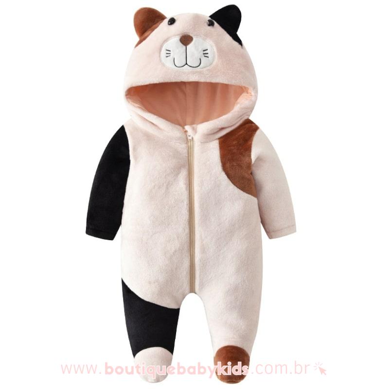 Macacão Bebê Fantasia Bichinho Gatinho Tricolor - Boutique Baby Kids