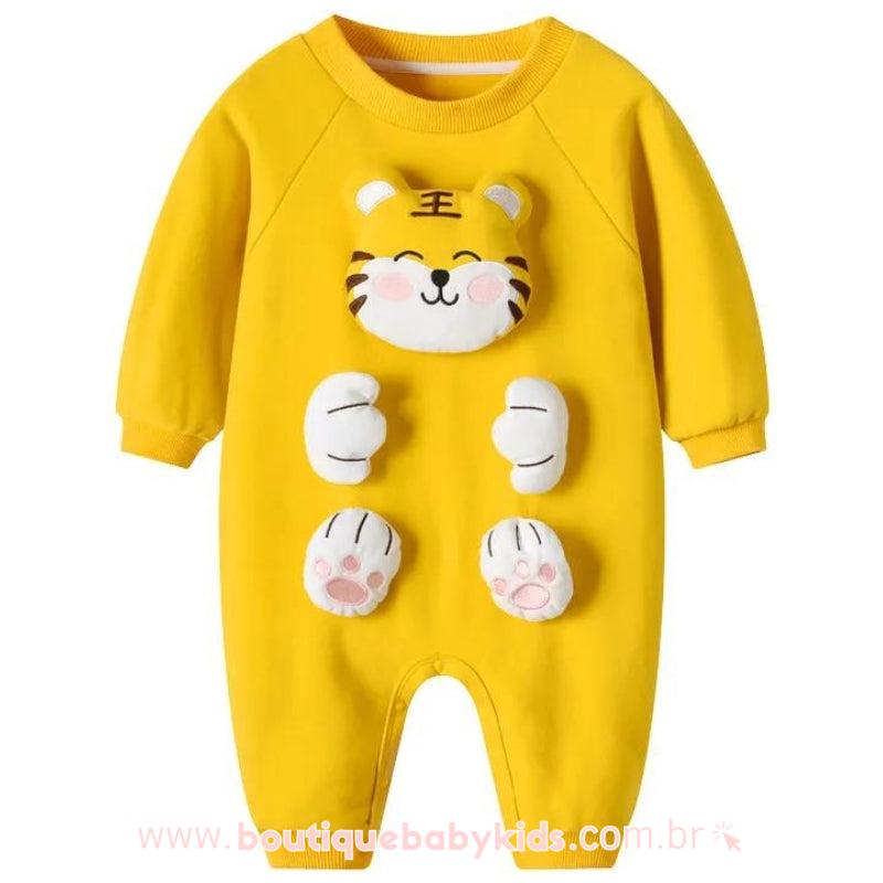 Macacão Bebê Bichinho Tigre 3D Manga Longa - Boutique Baby Kids