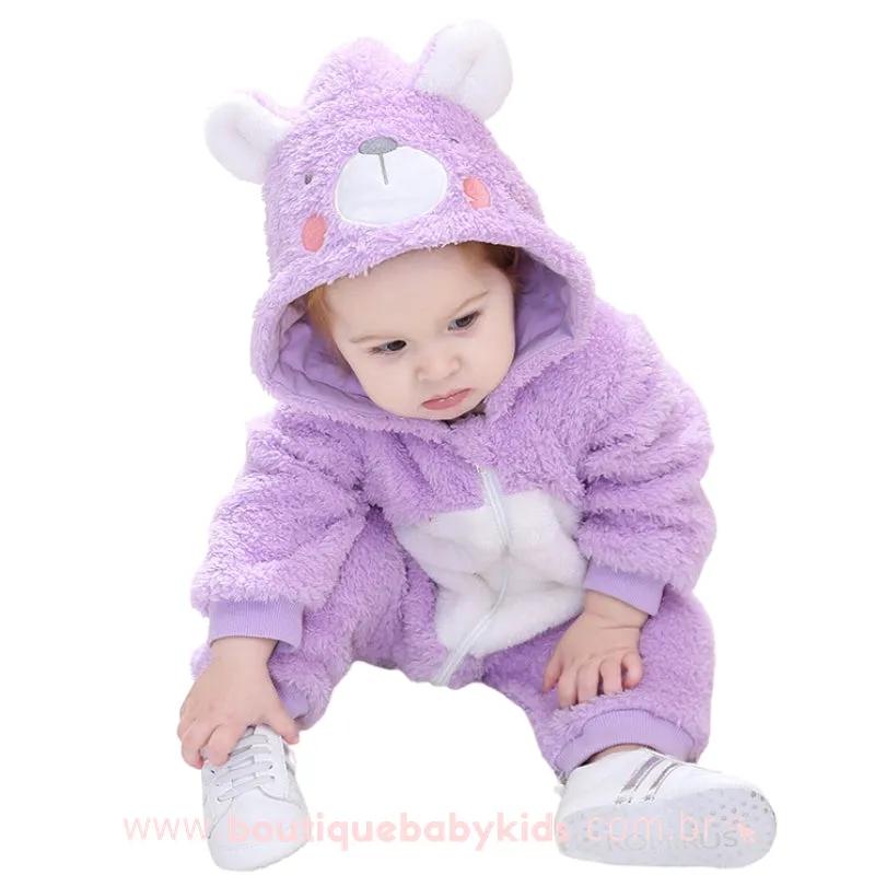 Macacão Bebê Fantasia Bichinho Ursinha Lilás - Boutique Baby Kids