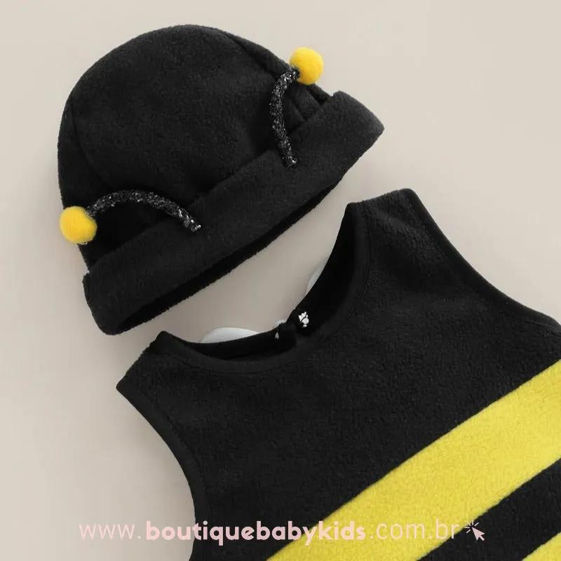 Body Bebê Fantasia Abelhinha com Touca