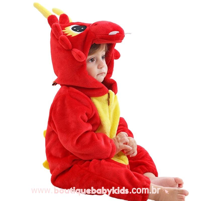 Macacão Bebê Fantasia Bichinho Dragão Vermelho - Boutique Baby Kids