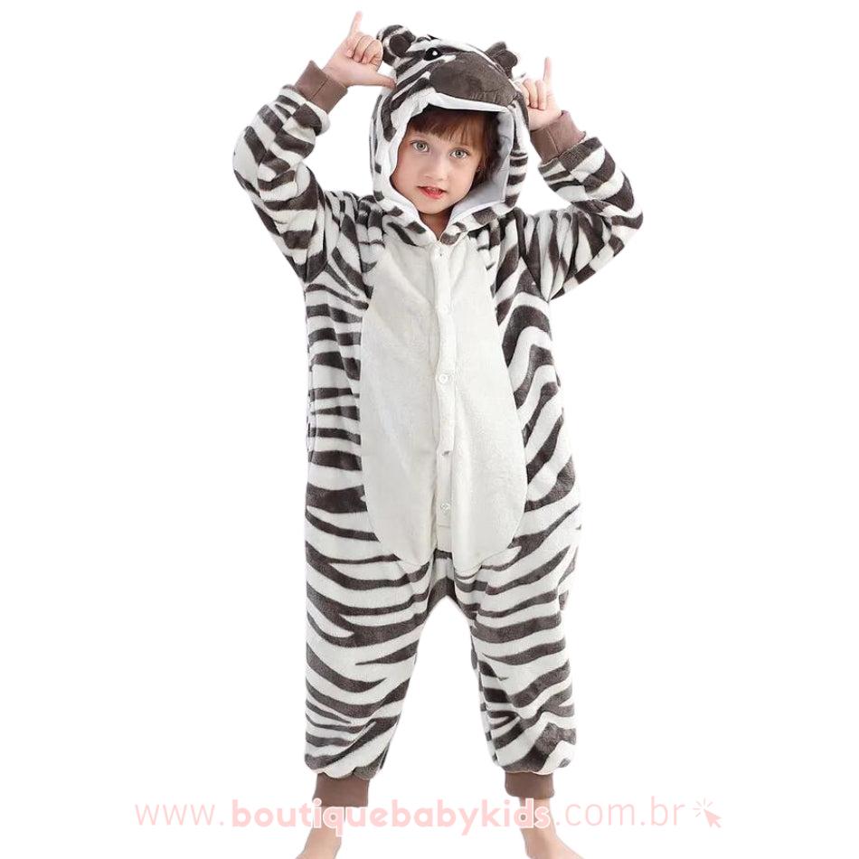 Macacão Pijama Infantil Fantasia Bichinho Zebra - Boutique Baby Kids