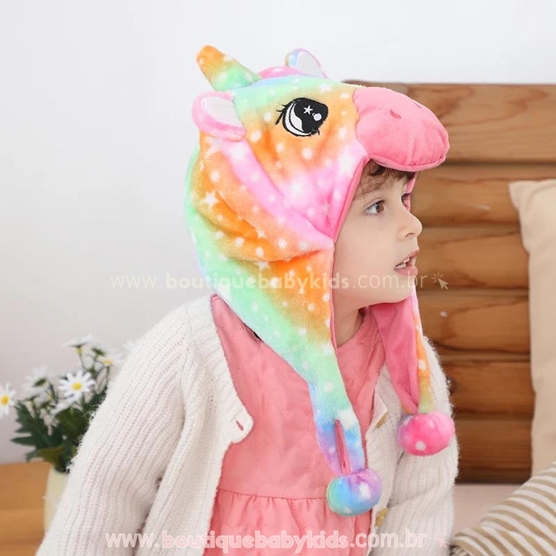 Gorro Infantil Temático Bichinho Unicórnio Colorido - Boutique Baby Kids