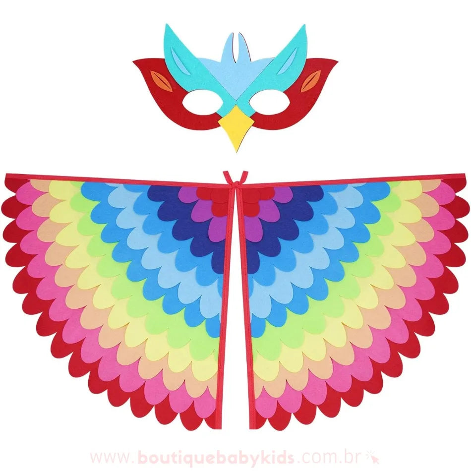 Kit Fantasia Infantil Temática Pássaro Arco-Íris Carnaval - Boutique Baby Kids