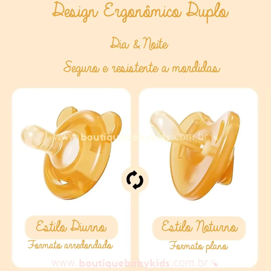 Kit Chupetas de Silicone que Imita o Seio Materno com Prendedores e Estojo - Boutique Baby Kids