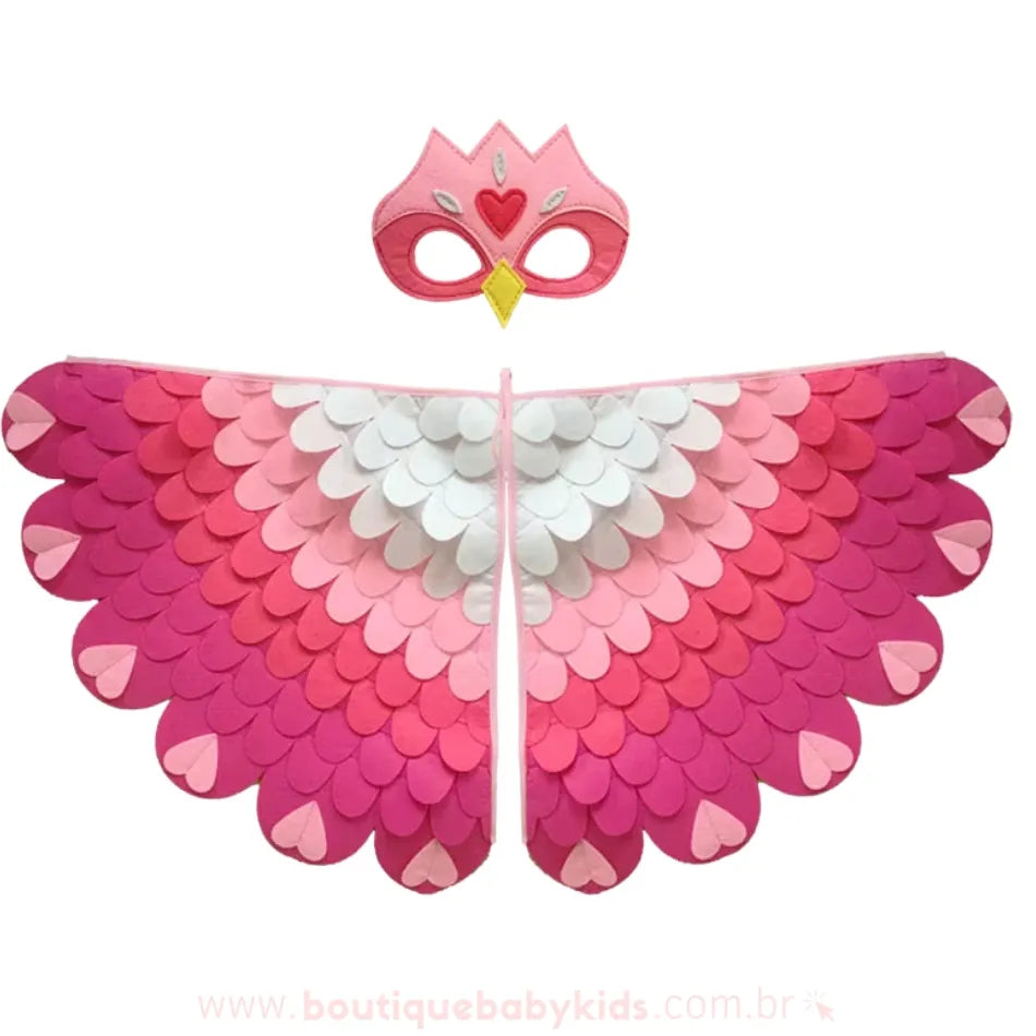 Kit Fantasia Infantil Temática Pássaro Arco-Íris Rosa Carnaval - Boutique Baby Kids