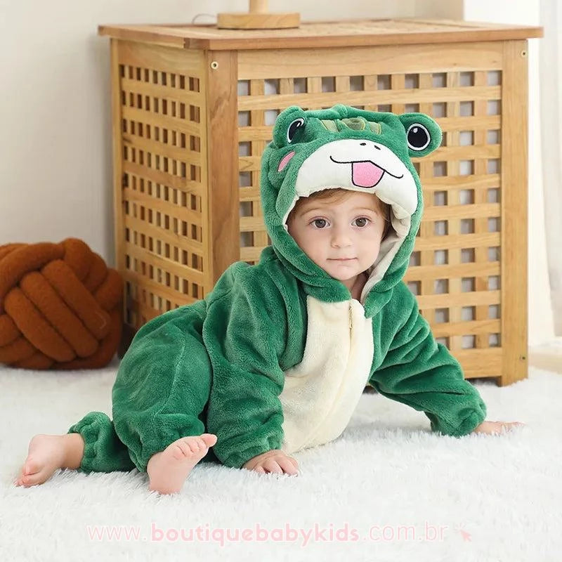 Macacão Bebê Bichinho Fantasia Sapinho Verde - Boutique Baby Kids