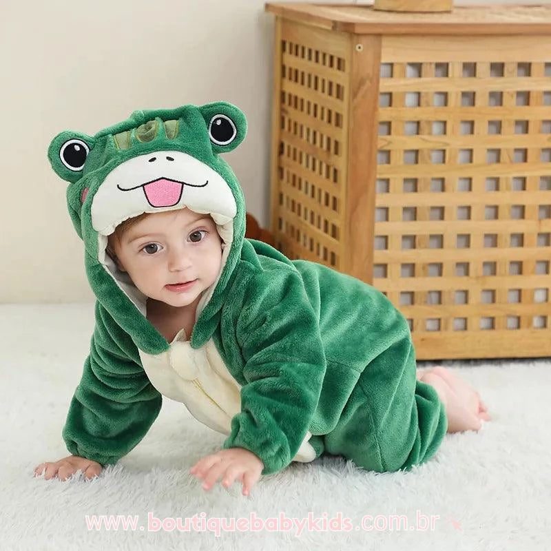 Macacão Bebê Bichinho Fantasia Sapinho Verde - Boutique Baby Kids