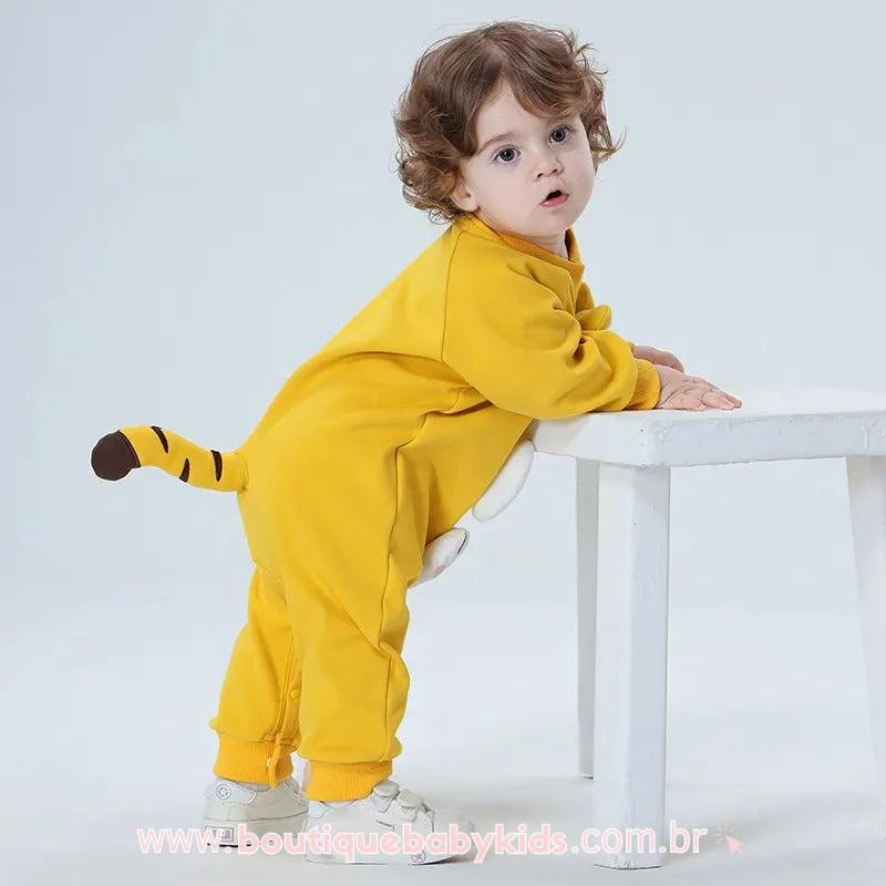 Macacão Bebê Bichinho Tigre 3D Manga Longa - Boutique Baby Kids