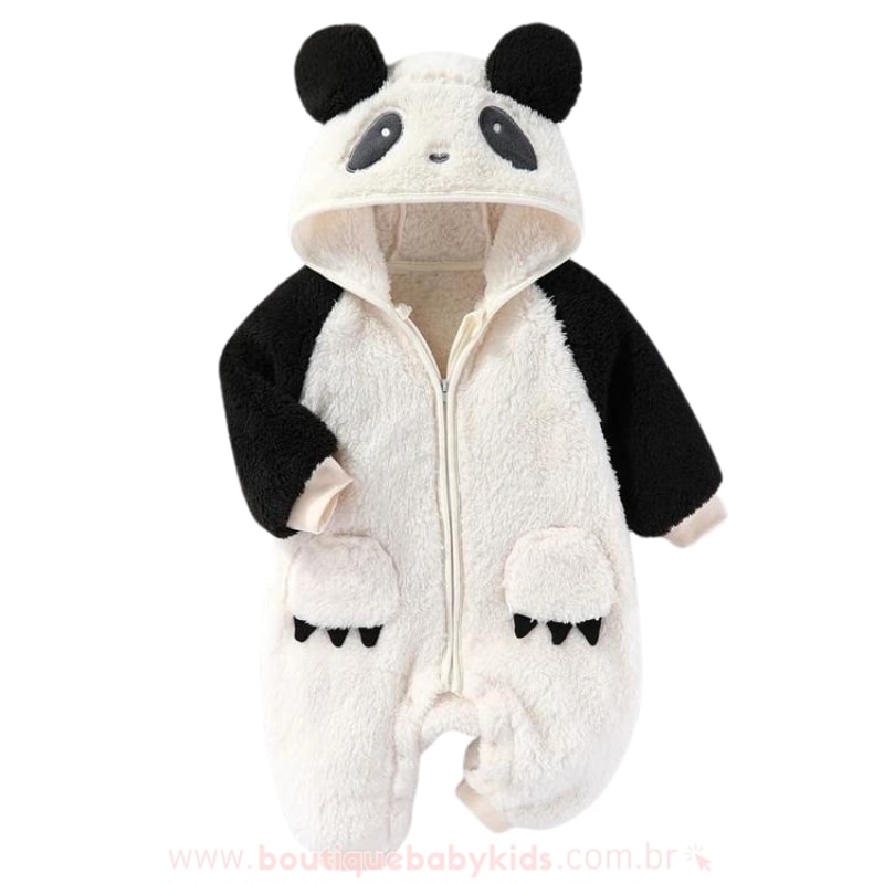 Macacão Bebê Peluciado Ursinho Panda - Boutique Baby Kids