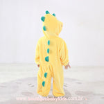 Macacão Bebê Fantasia Bichinho Dinossauro Amarelo - Boutique Baby Kids 