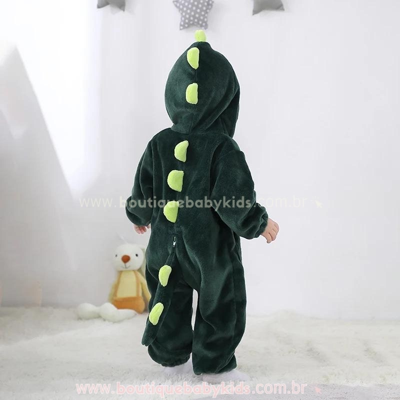 Macacão Bebê Fantasia Bichinho Dinossauro Verde - Boutique Baby Kids 