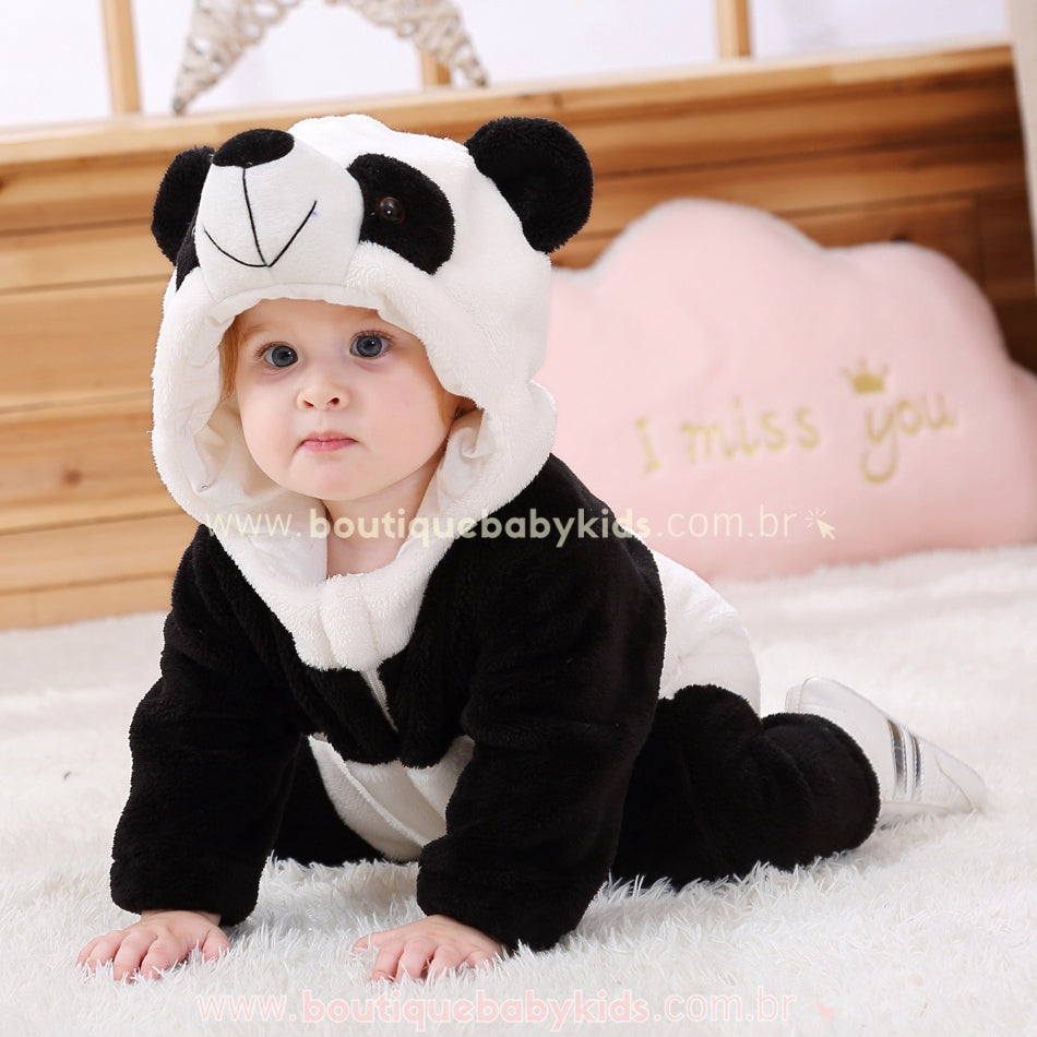 Macacão Bebê Fantasia Ursinho Panda - Boutique Baby Kids