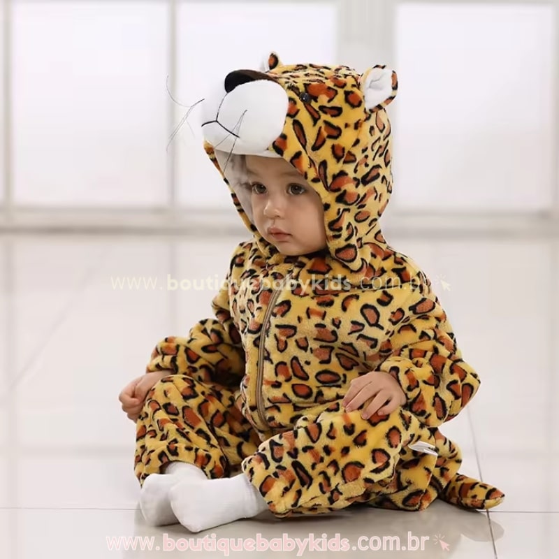 Macacão Bebê Inverno Fantasia Bichinho Leopardo - Boutique Baby Kids