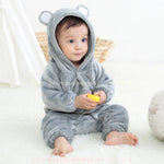 Macacão Bebê Ursinho Pelúcia com Capuz Cinza - Boutique Baby Kids 