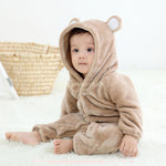 Macacão Bebê Ursinho Pelúcia com Capuz Marrom - Boutique Baby Kids 