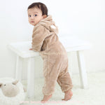 Macacão Bebê Ursinho Pelúcia com Capuz Marrom - Boutique Baby Kids 