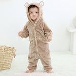 Macacão Bebê Ursinho Pelúcia com Capuz Marrom - Boutique Baby Kids 