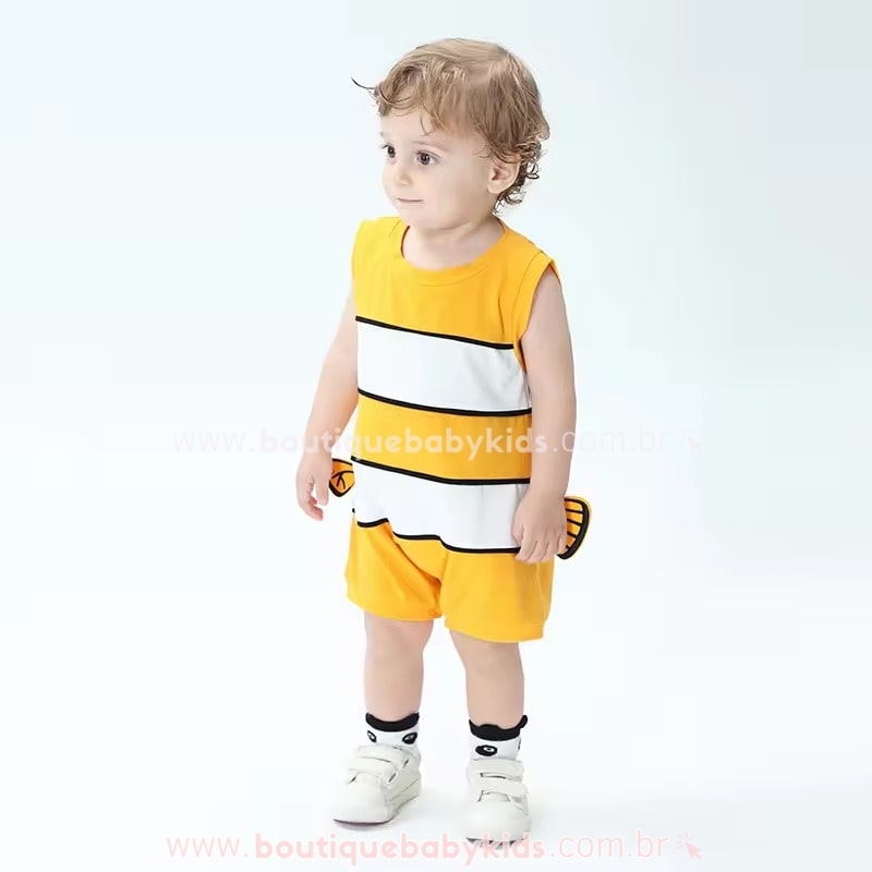 Macaquinho Bebê Fantasia Nemo Laranja - Boutique Baby Kids