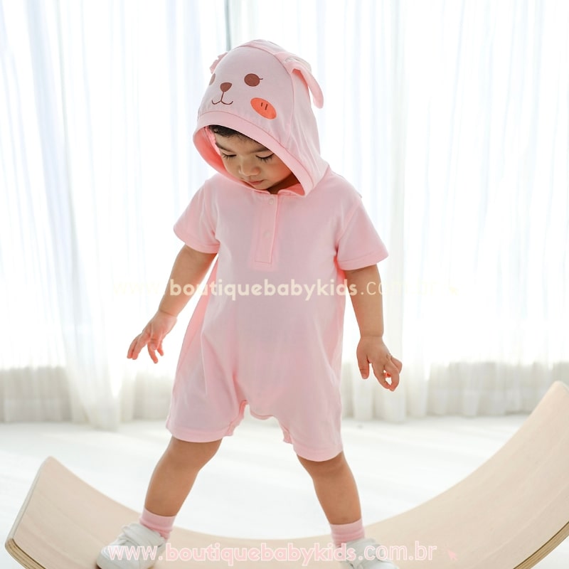 Macaquinho Bebê Fantasia Coelhinha Rosa - Boutique Baby Kids