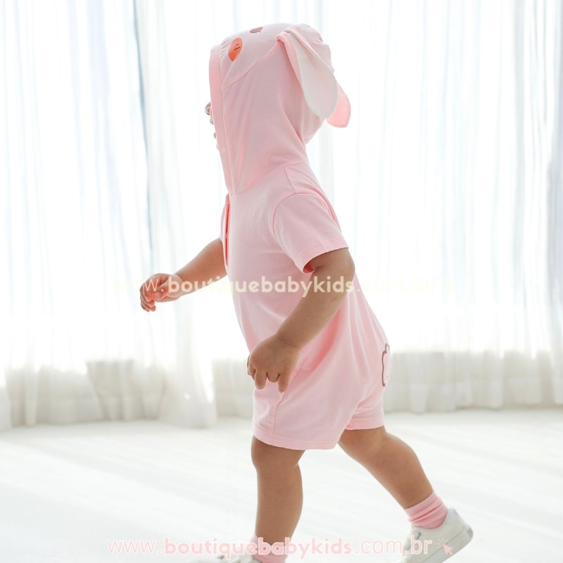 Macaquinho Bebê Fantasia Coelhinha Rosa - Boutique Baby Kids