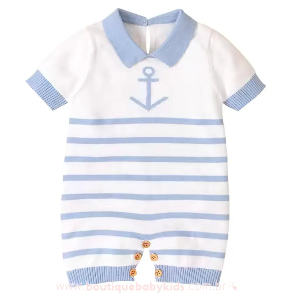 Macaquinho Bebê Tricot Âncora Azul Marinheiro - Boutique Baby Kids