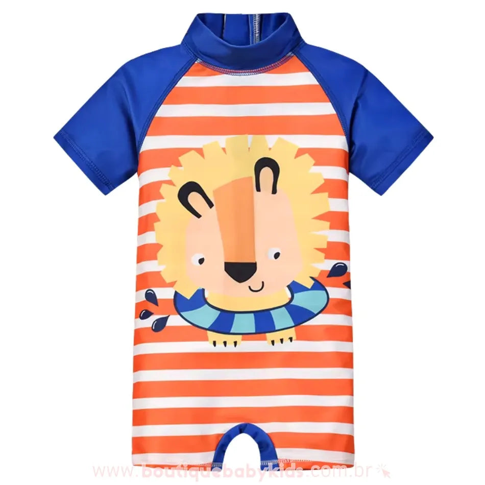 Macaquinho de Praia Infantil Listrado Leãozinho - Boutique Baby Kids